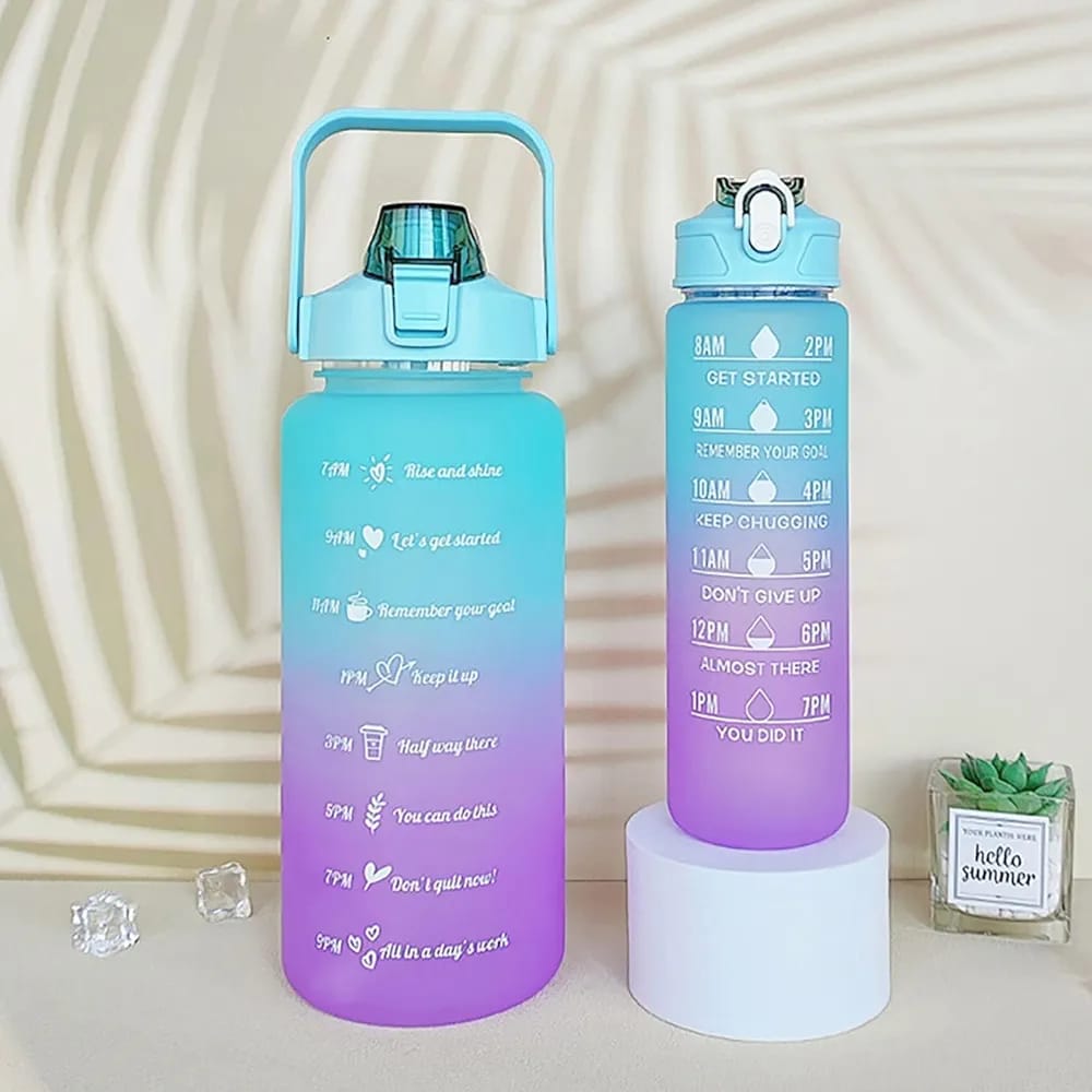 Hydration Bottle Set with Time Markers | 3 Leakproof BPA-Free Bottles