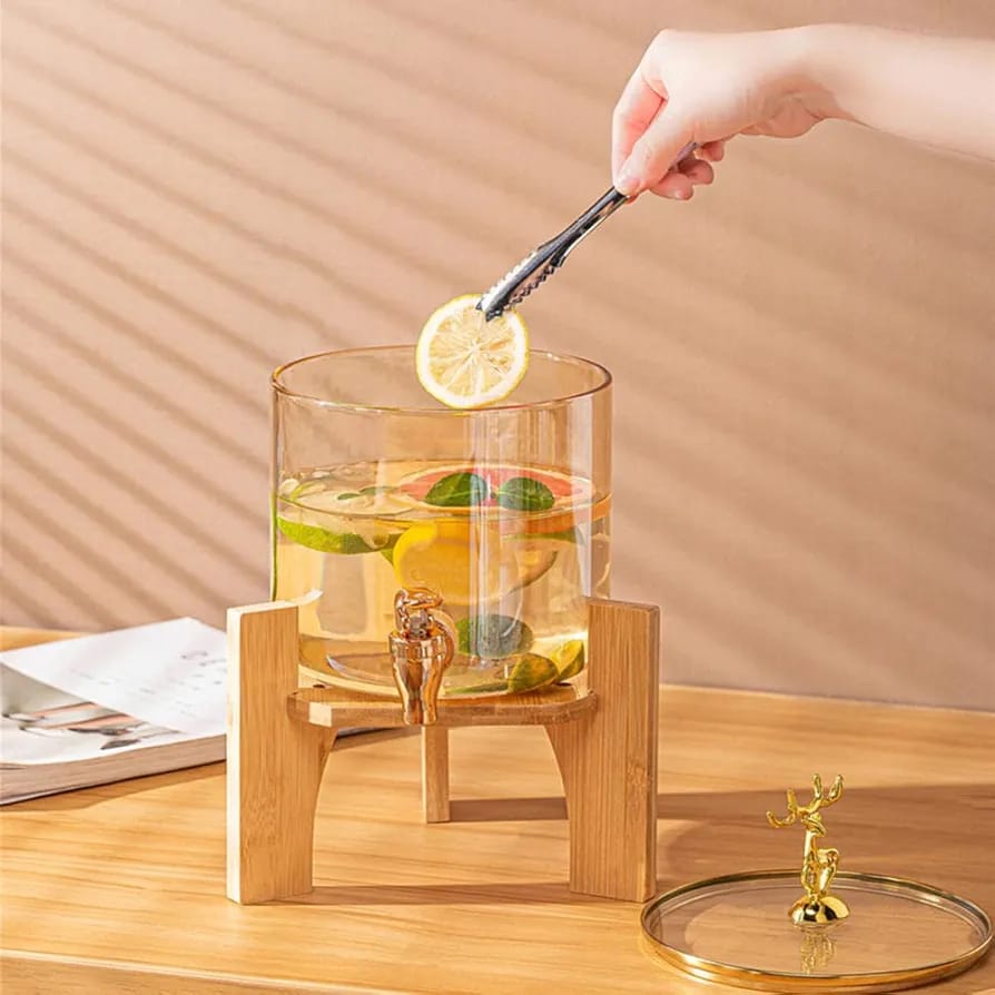 Beverage Dispenser With Wooden Base/Stand