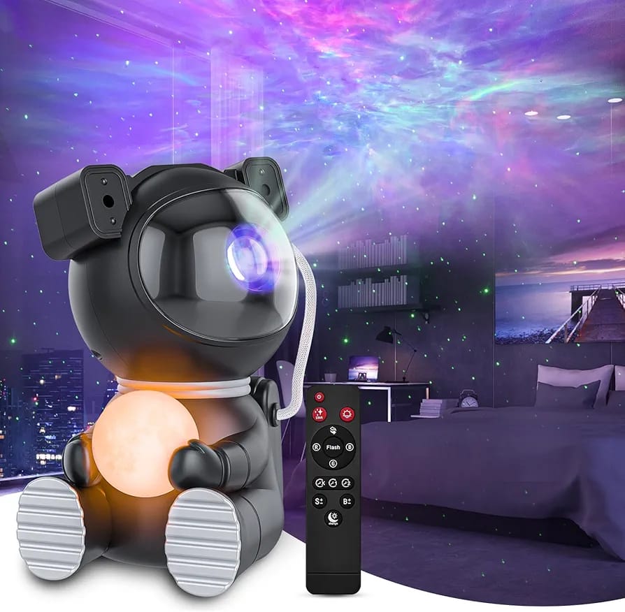 Astronaut Galaxy Star Projector – 2024 Upgraded Space Buddy with 360° Adjustable Night Light & Timer