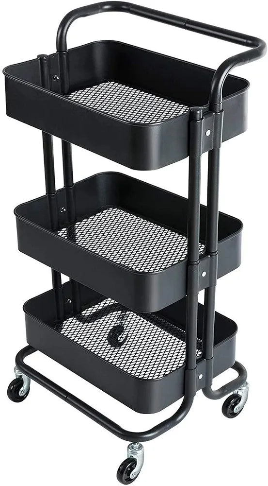 3-Tier Trolley| All-Purpose Trolley| Strong Metal Grid Basket|