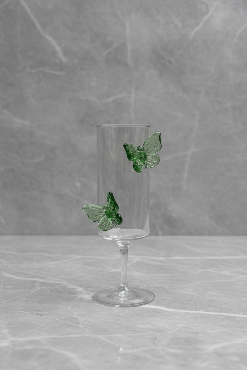 3D Butterfly Flute Glass