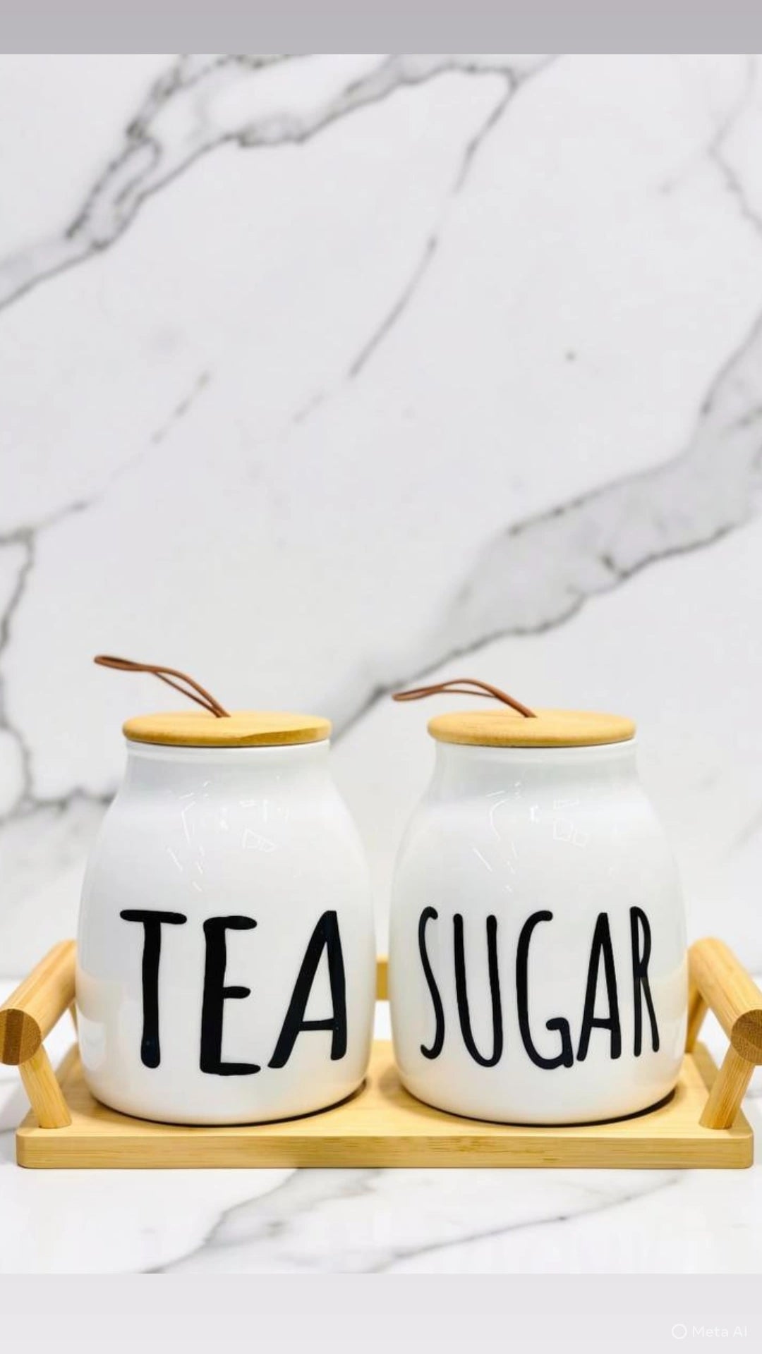 Ceramic Tea Coffee Sugar Jar Set with Stand