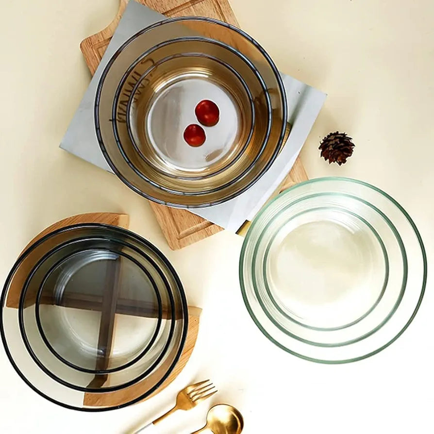 Borosilicate Glass Salad Bowl With Bamboo stand