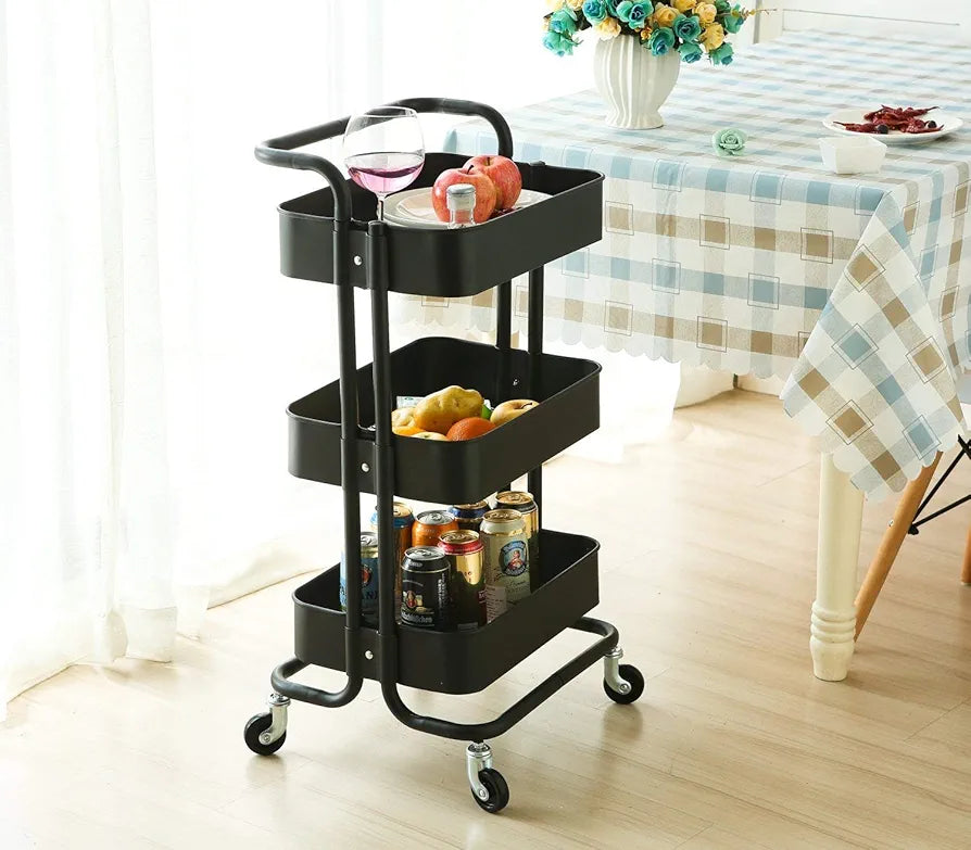 3-Tier Trolley| All-Purpose Trolley| Strong Metal Grid Basket|