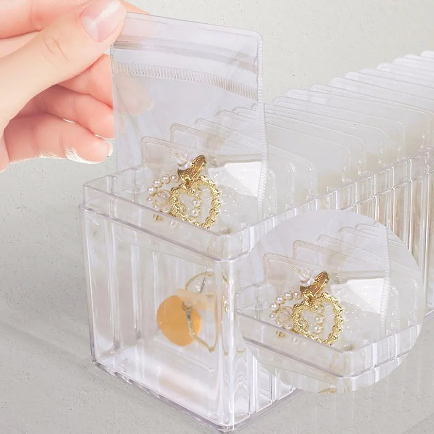 Acrylic Jewelry Box Organizer| Clear Jewelry Organizer Holder with 20 pcs Portable Anti Tarnish Jewelry bags