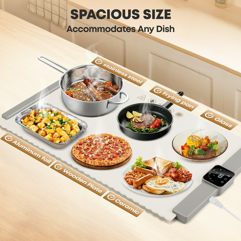 Electric Warming Tray, Warming Mat for Food , Portable Large Food Warmers Mat for Buffets Parties,Full Surface Fast Heating,5 Temperature Setting