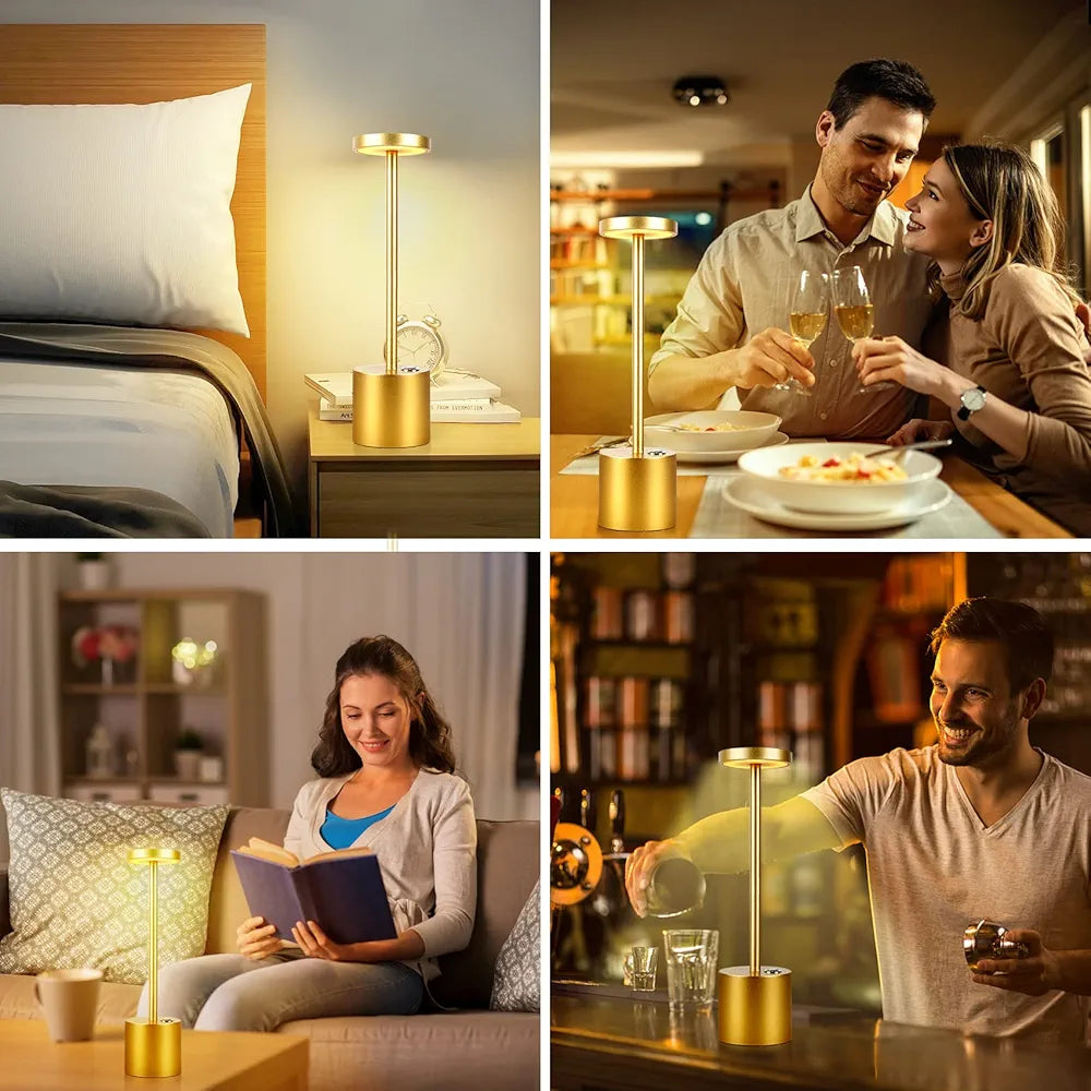 Rechargeable Cordless Table Lamp, 6000mAh Battery Powered Table Lamp with 3-Levels Brightness,USB Charging Port Desk Lamp for Outdoor, Restaurant, Bedroom Etc