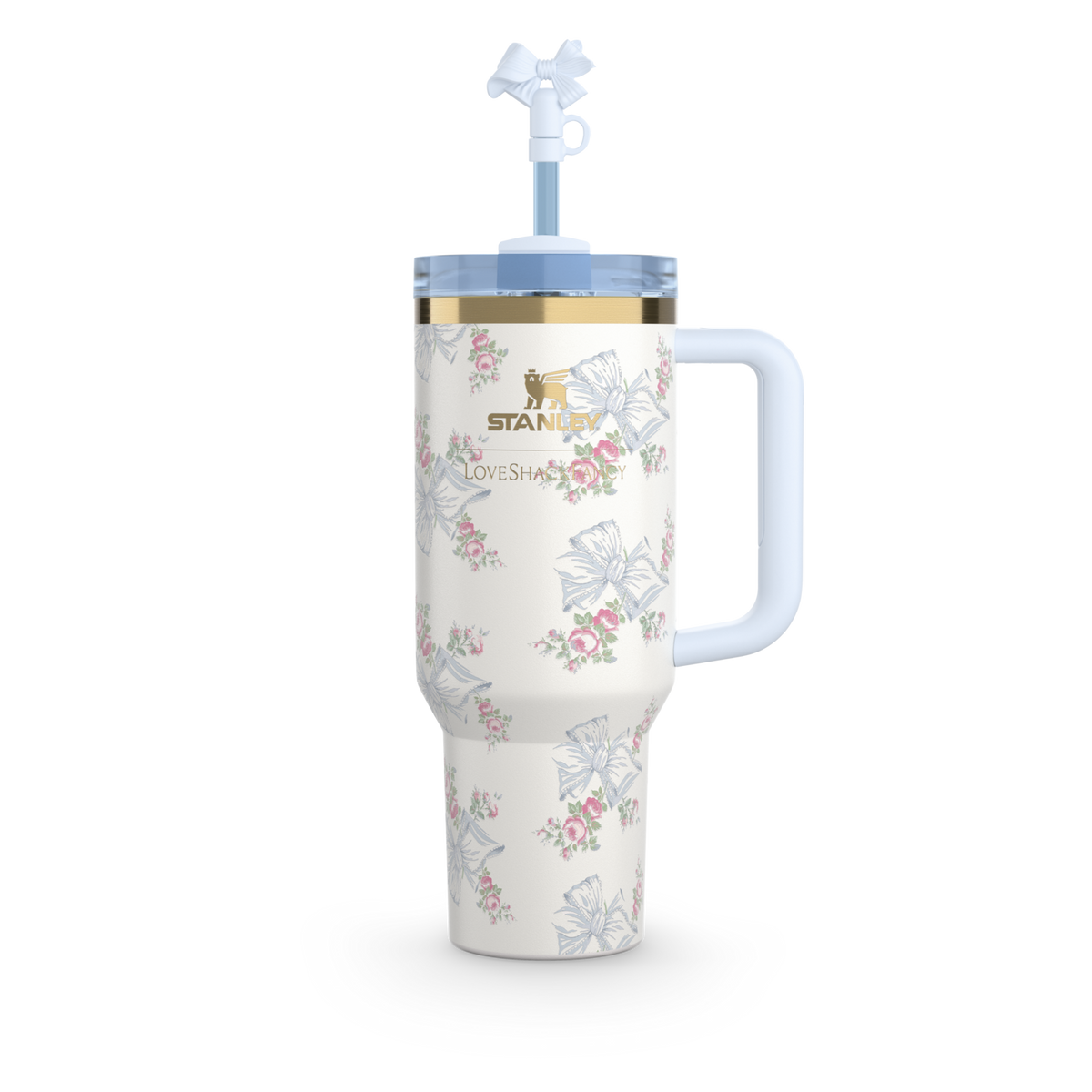 The Stanley X LoveShackFancy Holiday Quencher | 40 OZ |Rosa Beaux Blue|Rosa Beaux Pink