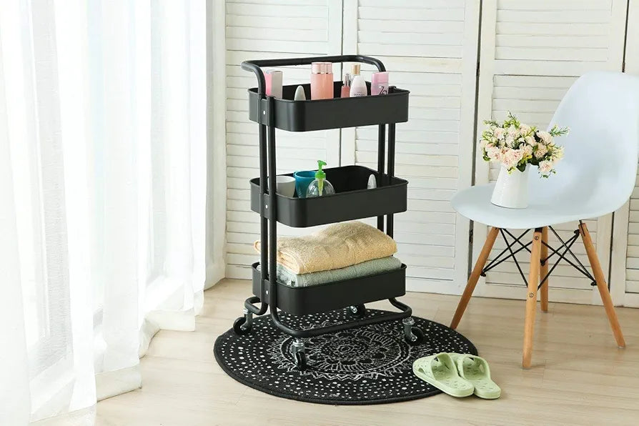 3-Tier Trolley| All-Purpose Trolley| Strong Metal Grid Basket|