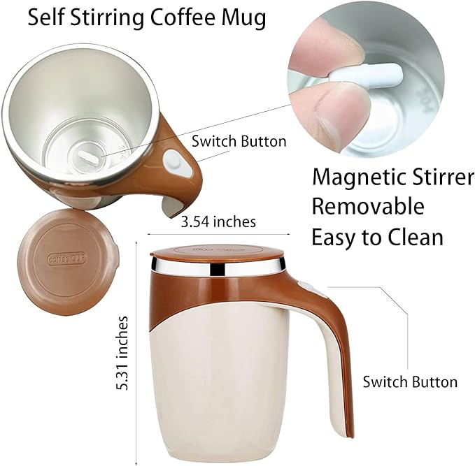 Automatic Magnetic Stirring Coffee Mug | Battery Operated Self Stirring Coffee Mug