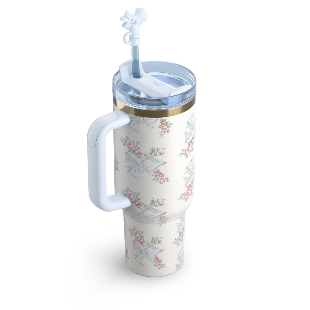 The Stanley X LoveShackFancy Holiday Quencher | 40 OZ |Rosa Beaux Blue|Rosa Beaux Pink