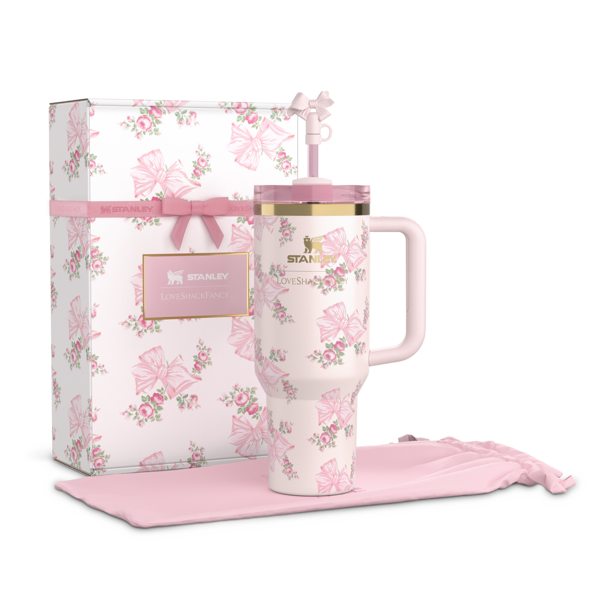 The Stanley X LoveShackFancy Holiday Quencher | 40 OZ |Rosa Beaux Blue|Rosa Beaux Pink
