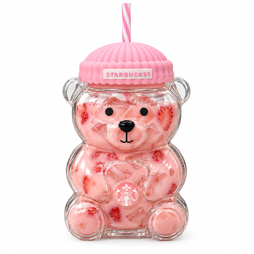 Starbucks Bearista Glass Cold Cup With Dome Lid - 20oz | Pink |