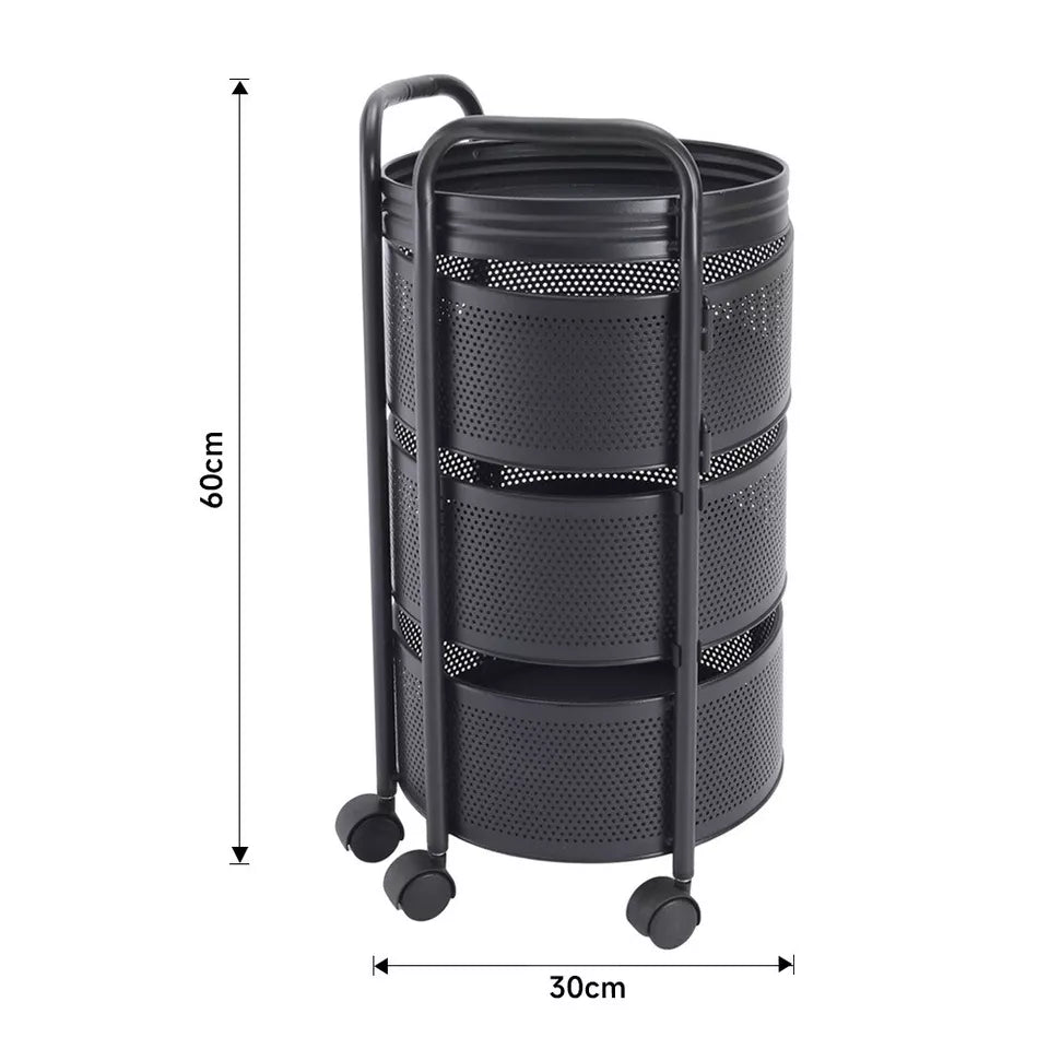 Rotating Storage Organizer Rack on Wheels (With Handle)