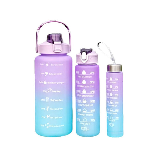 Hydration Bottle Set with Time Markers | 3 Leakproof BPA-Free Bottles