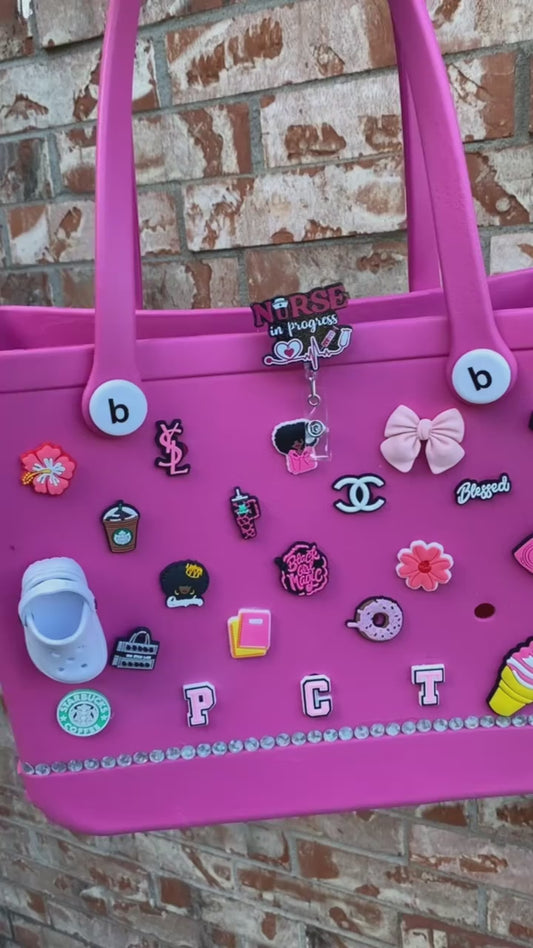 Crocs Tote Bag – Lightweight EVA Handbag with Decorative Charms