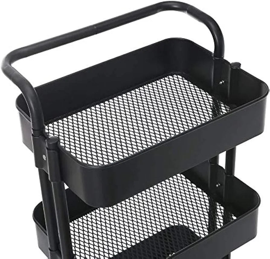 3-Tier Trolley| All-Purpose Trolley| Strong Metal Grid Basket|