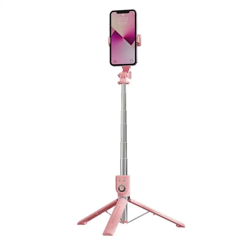 Pink selfie stick + tripod (without Light)