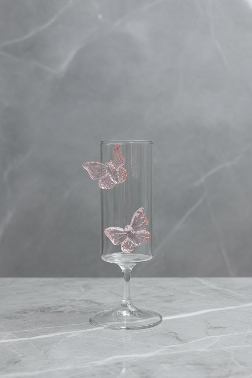 3D Butterfly Flute Glass