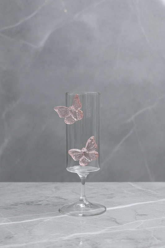 3D Butterfly Flute Glass