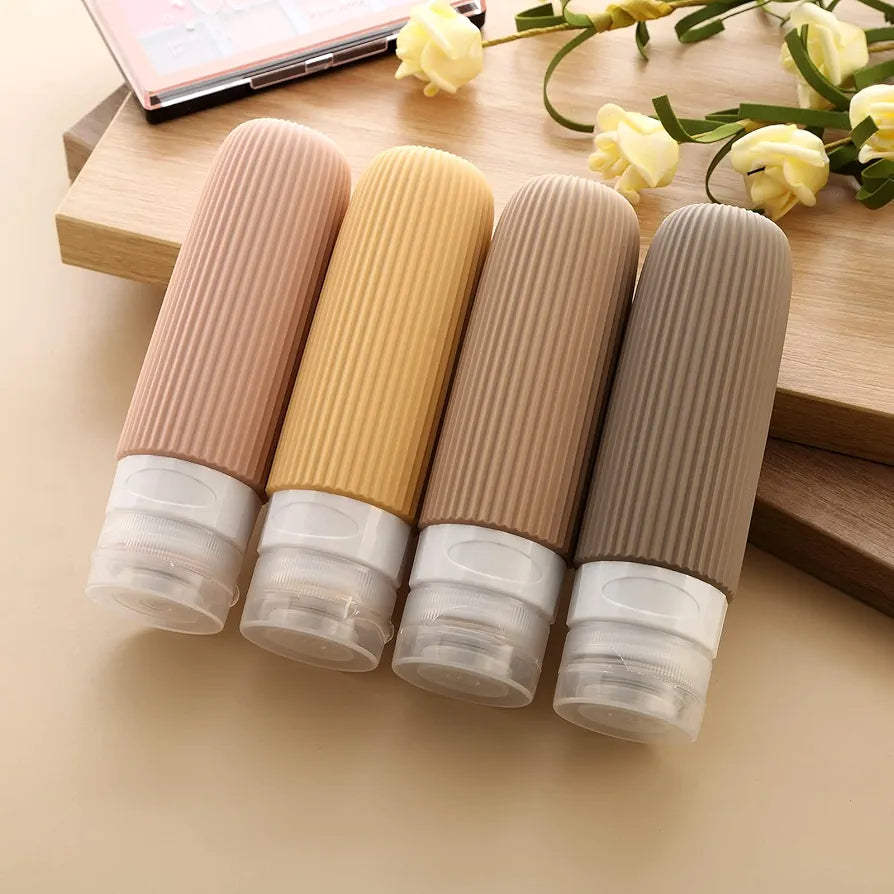 4Pcs/Bag 90ml Travel Bottles Kit Refillable Soft Silicone Bottles Reusable Empty Squeeze Tube Portable Travel Accessories