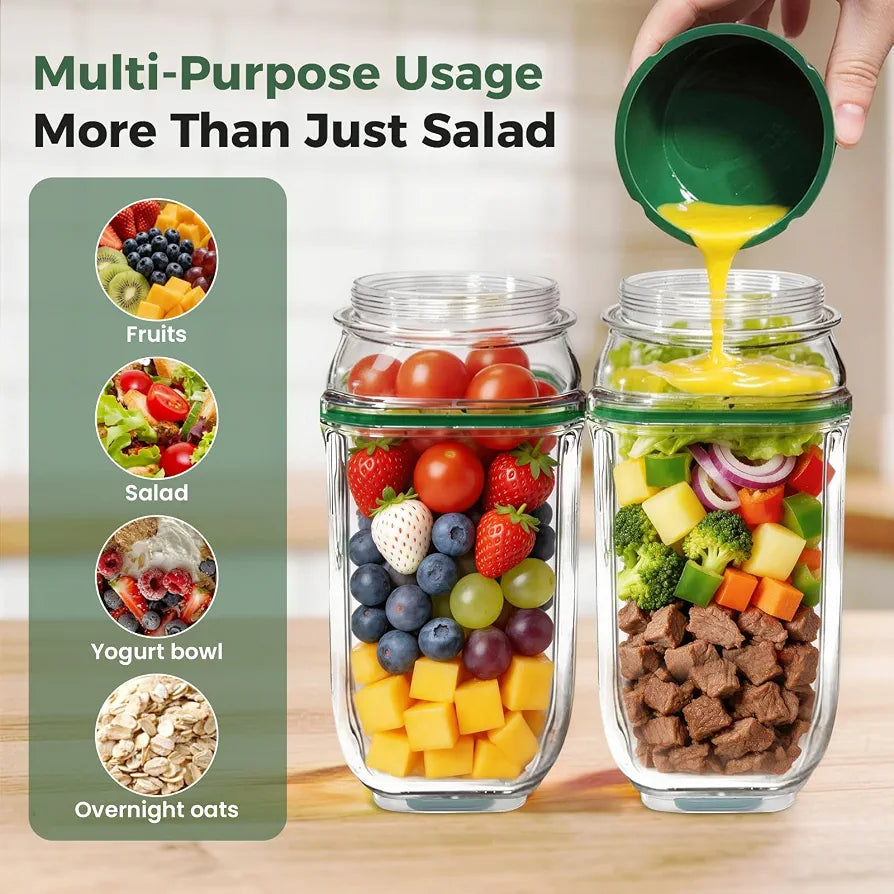 PORTABLE ACRYLIC SALAD POD CONTAINER JAR