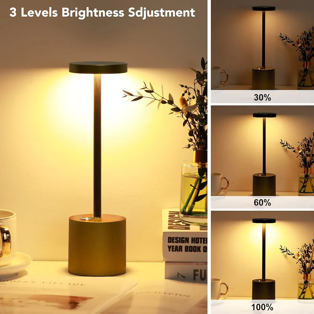 Rechargeable Cordless Table Lamp, 6000mAh Battery Powered Table Lamp with 3-Levels Brightness,USB Charging Port Desk Lamp for Outdoor, Restaurant, Bedroom Etc