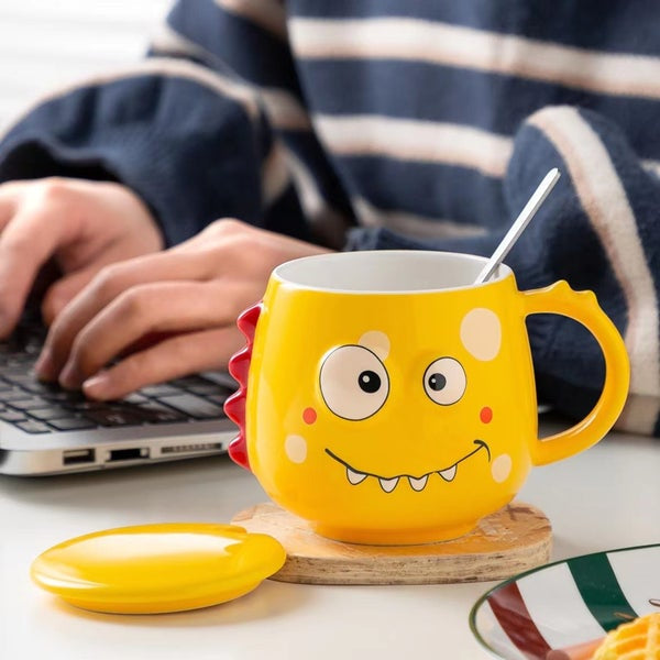 Monster Ceramic Mug with Lid And Spoon