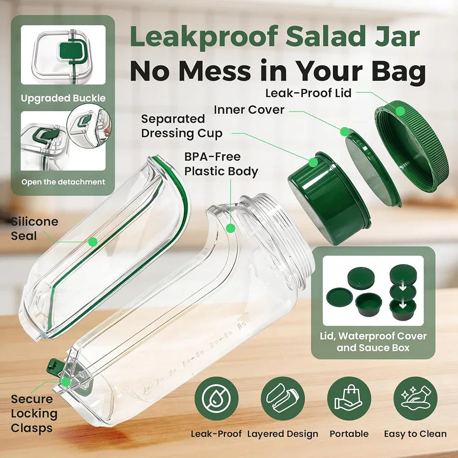 PORTABLE ACRYLIC SALAD POD CONTAINER JAR