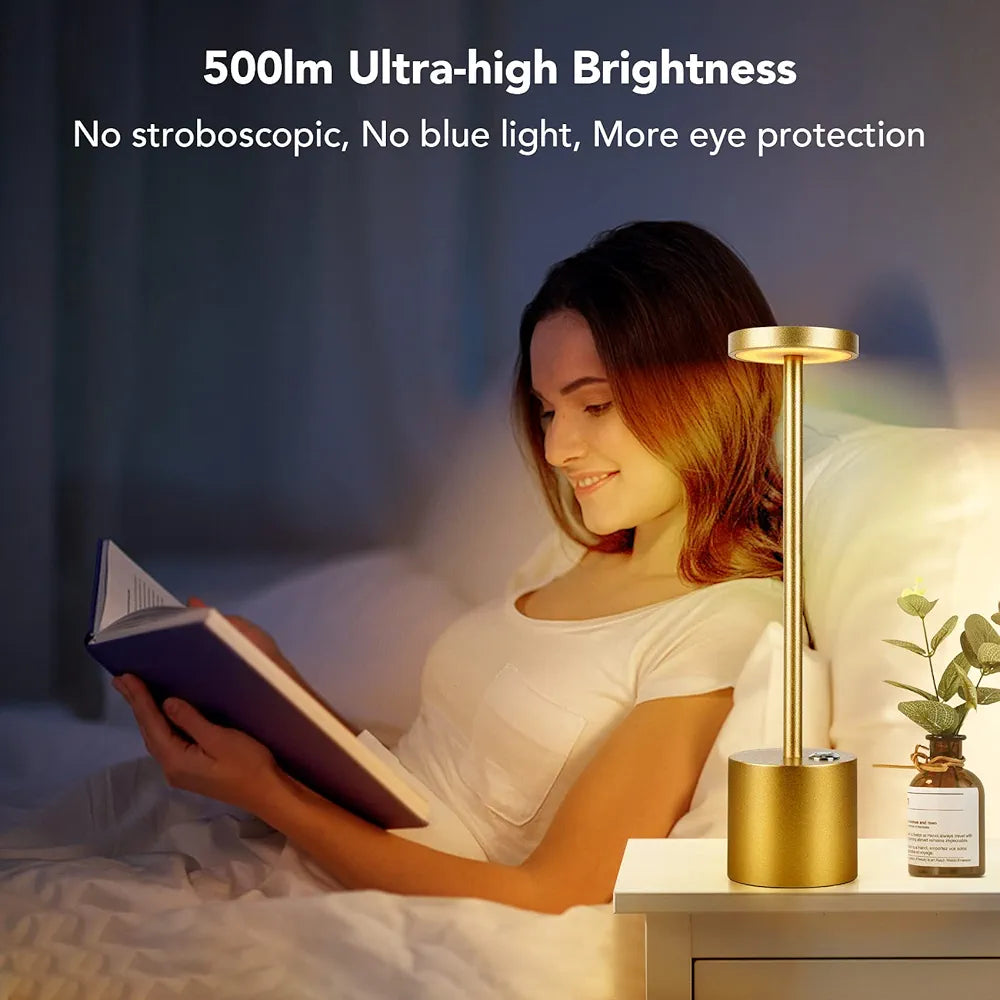 Rechargeable Cordless Table Lamp, 6000mAh Battery Powered Table Lamp with 3-Levels Brightness,USB Charging Port Desk Lamp for Outdoor, Restaurant, Bedroom Etc