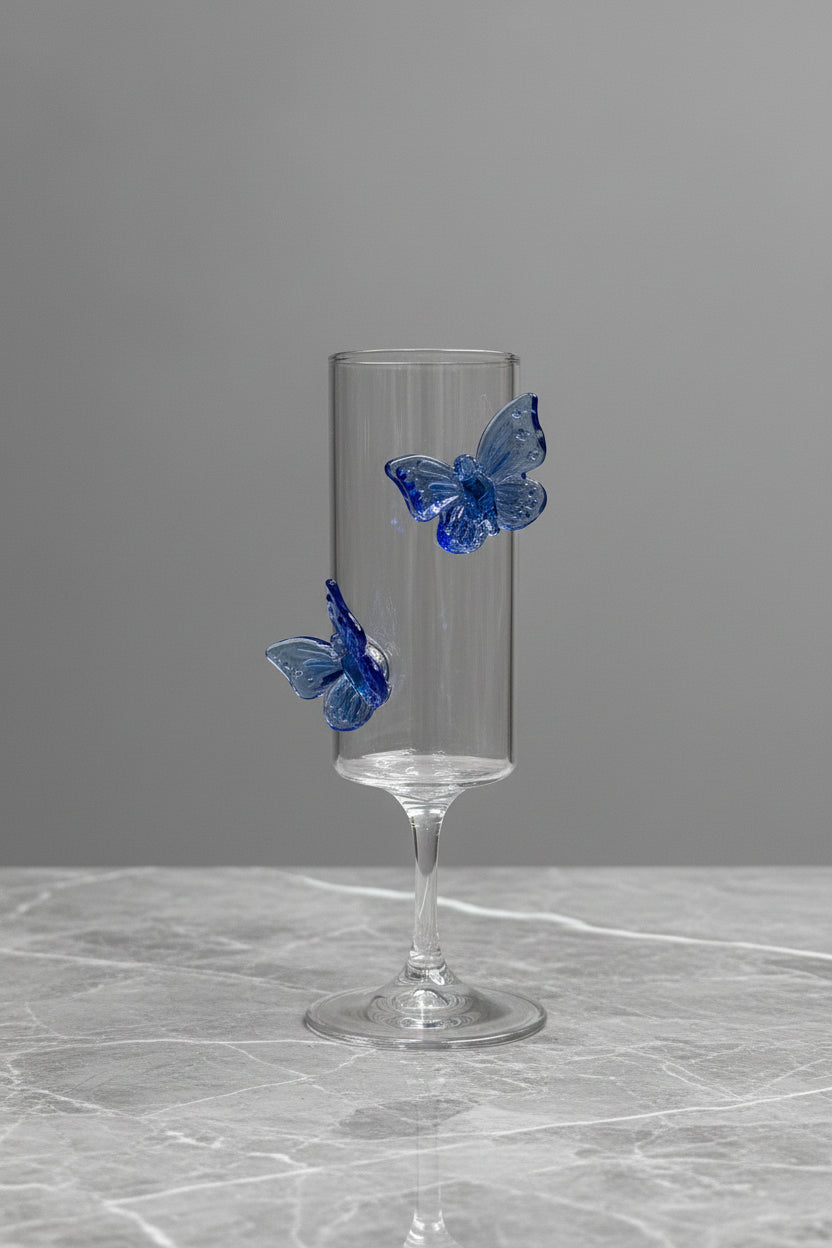 3D Butterfly Flute Glass