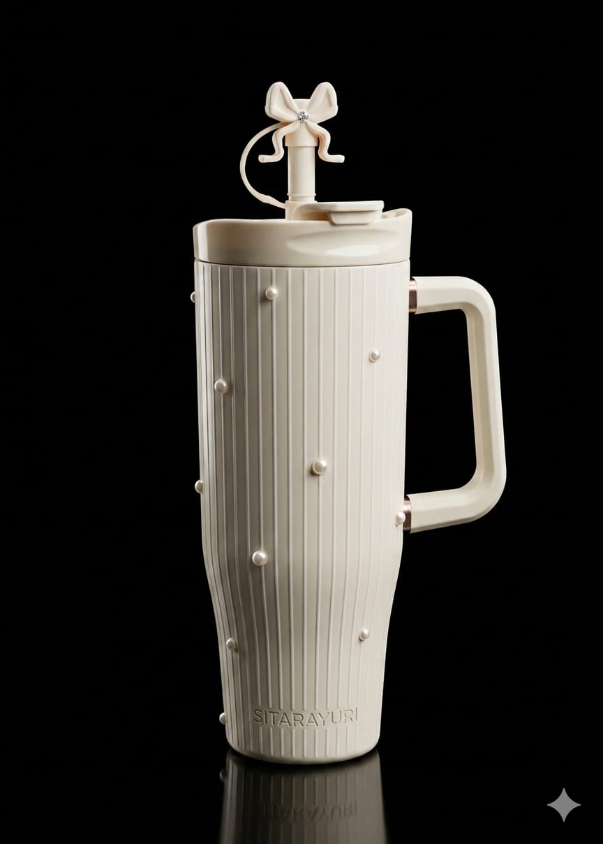 Sitarayuri Pearled Tumbler|Insulated Tumbler| 40 oz| Milky White|
