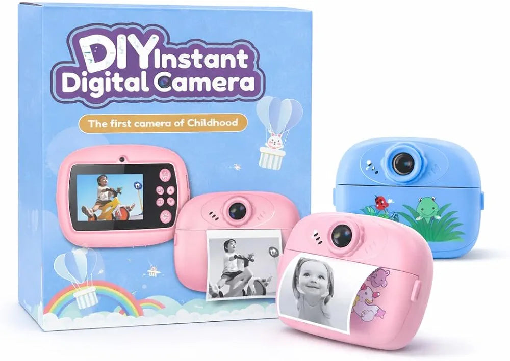 Kids Instant Print Camera with Built-in Printer & HD Video – Digital Toy Camera for Children with Display Screen, Selfie Lens, USB Rechargeable, TF Card Support, Roll Paper & Accessories Included