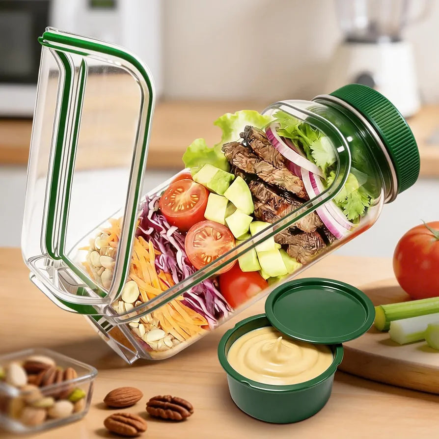 PORTABLE ACRYLIC SALAD POD CONTAINER JAR