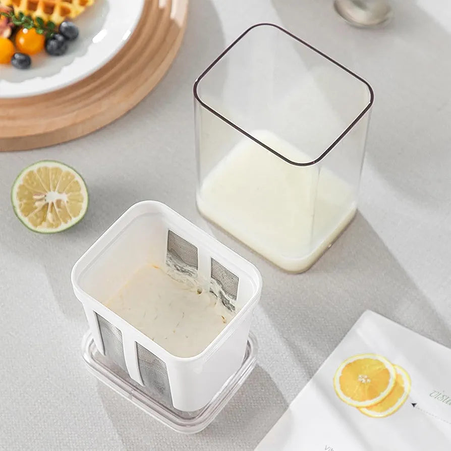 Greek Yogurt Maker |Fine Mesh Strainer with Bag & Lid| Strainer for Thick Greek Yogurt, Soybean Milk, Berries, Soup, Fruit Juices
