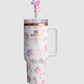 Stanley LoveShackFancy Quencher H2.O “FlowState” Tumbler (1.18 L) Ribbon Rosa