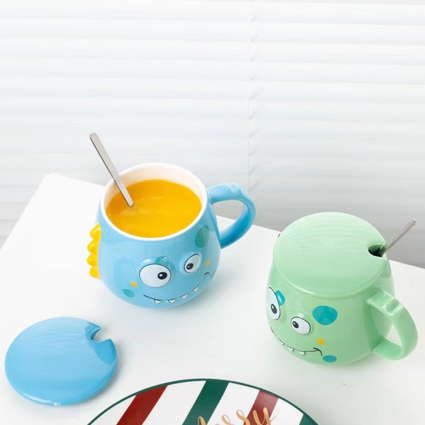 Monster Ceramic Mug with Lid And Spoon