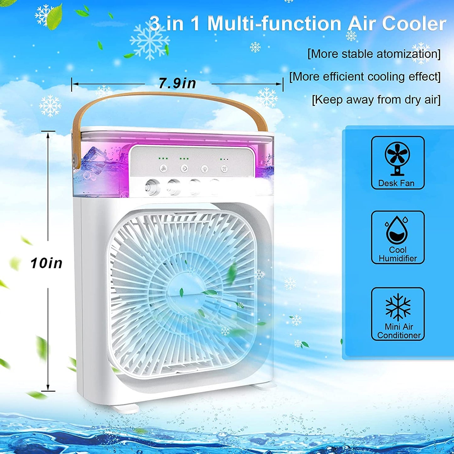 Portable Electric Air Conditioner mist fan with 600ml water tank