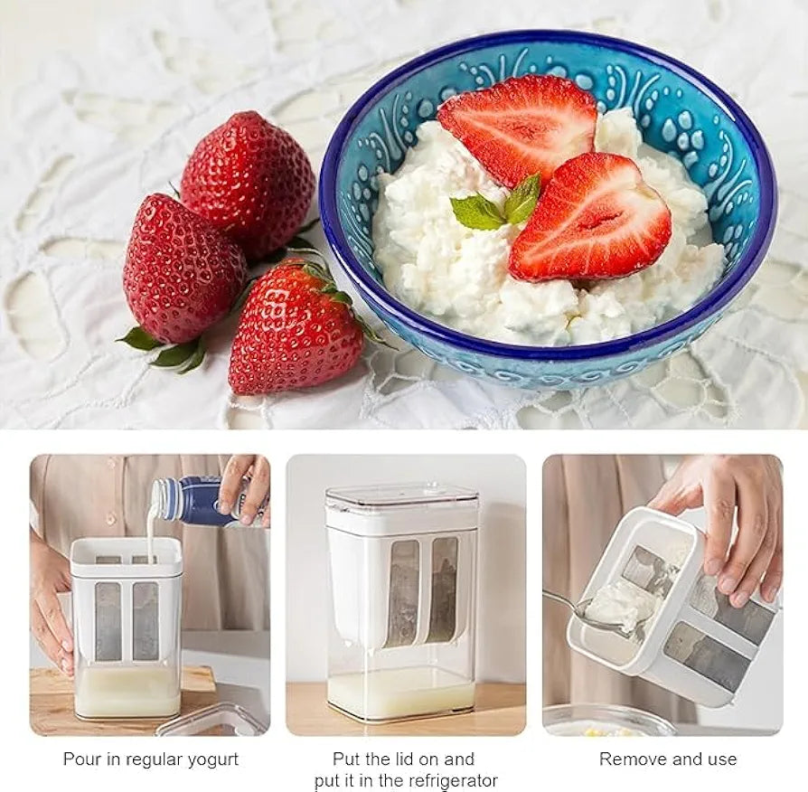 Greek Yogurt Maker |Fine Mesh Strainer with Bag & Lid| Strainer for Thick Greek Yogurt, Soybean Milk, Berries, Soup, Fruit Juices