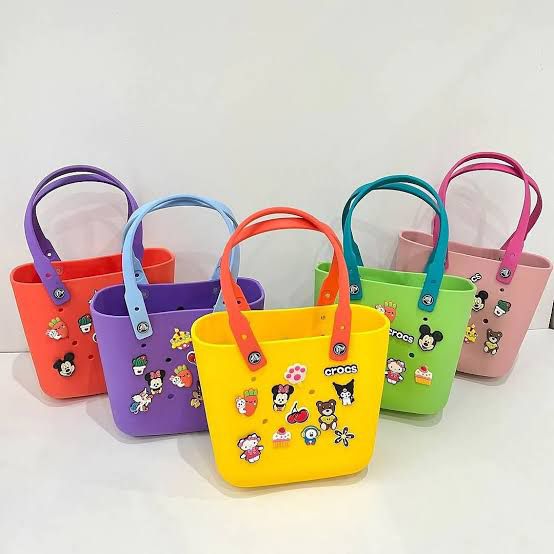 Crocs Tote Bag – Lightweight EVA Handbag with Decorative Charms